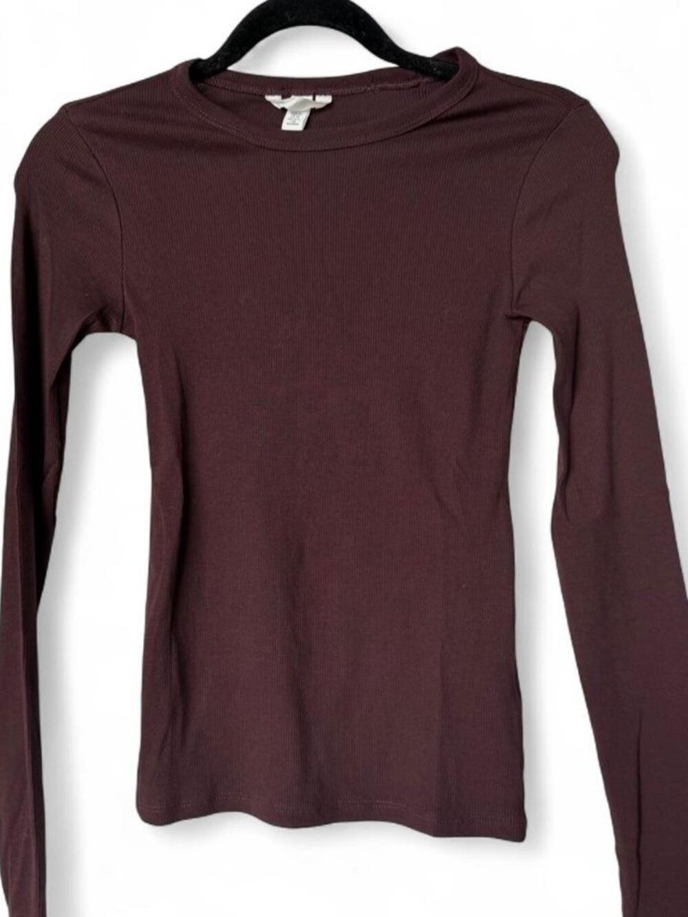 H&M Brown Ribbed Long Sleeve Top